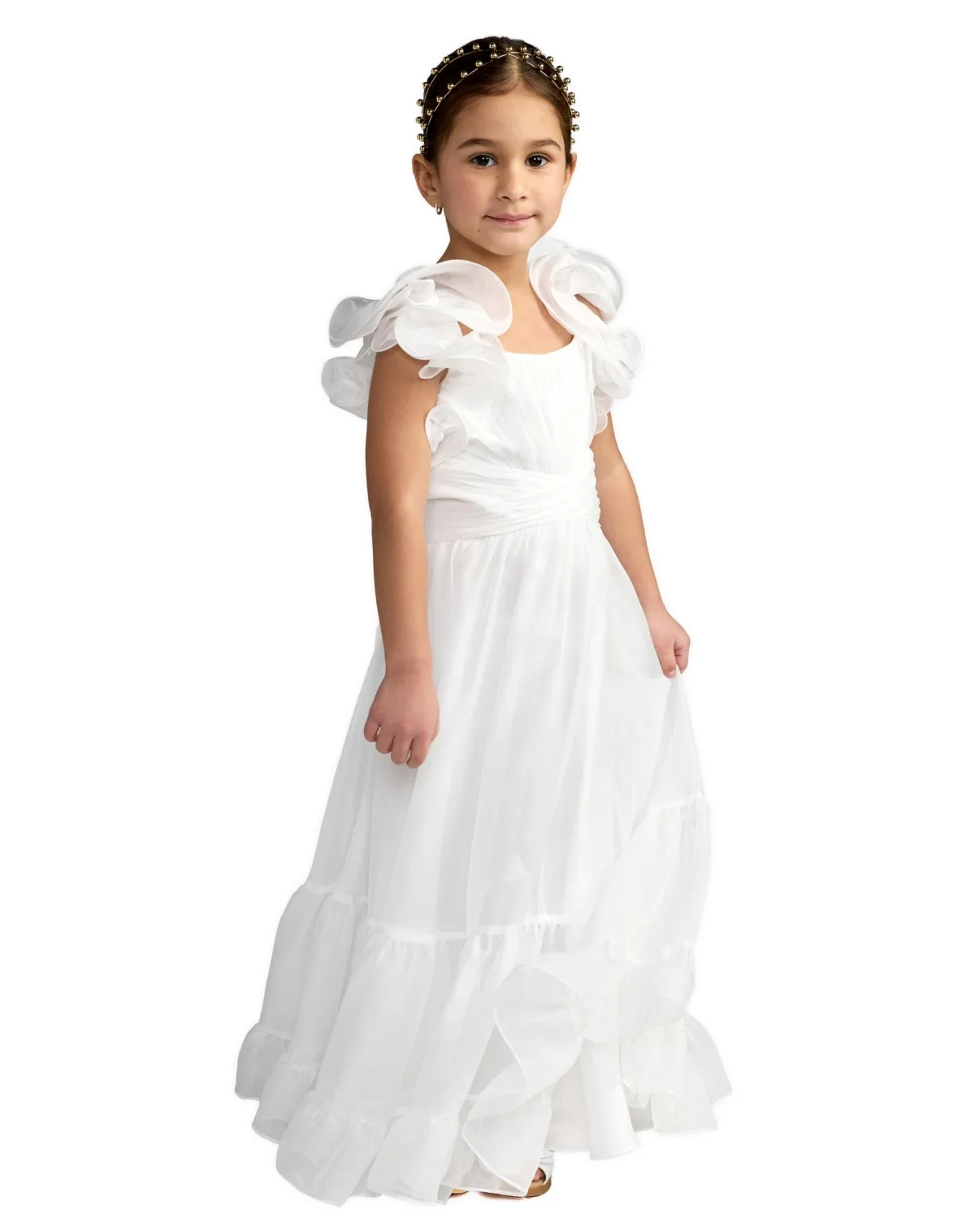 Ruffle Shoulder Chiffon Gown by Mac Duggal