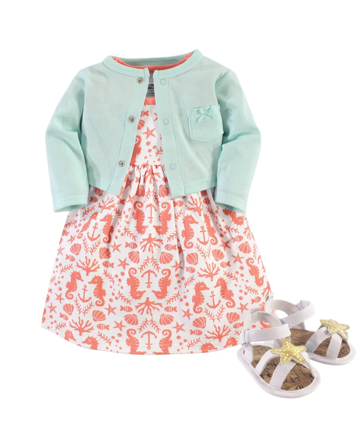 Hudson Cotton Dress, Cardigan and Shoe Set by Hudson Baby