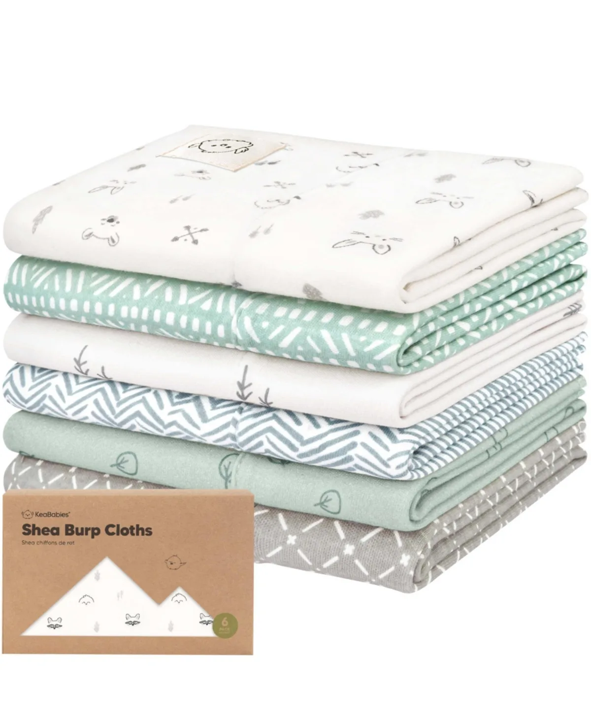 6pk Shea Baby Burp Cloths by Keababies