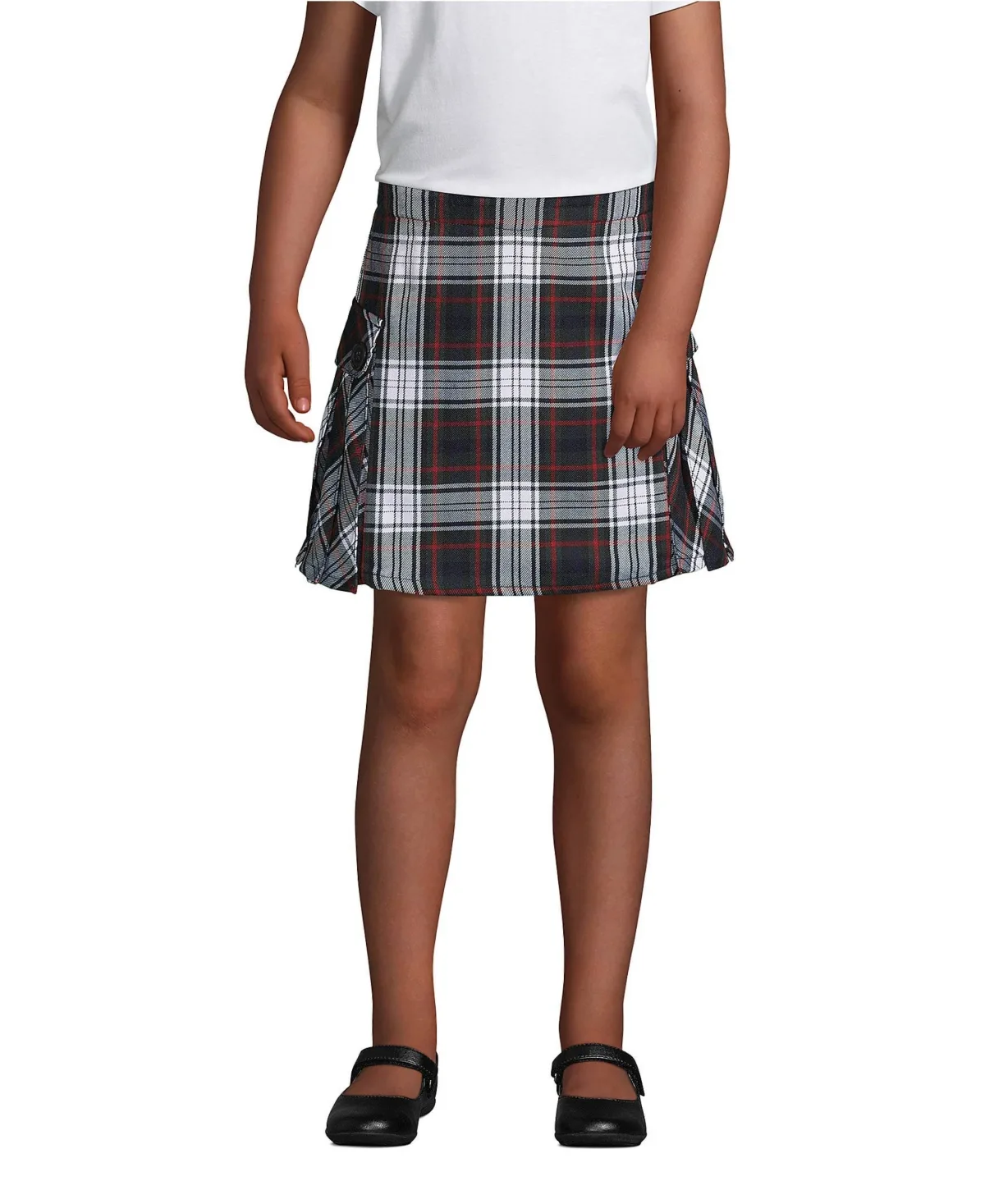 School Uniform Side Pleat Plaid Skort Above the Knee by Lands' End