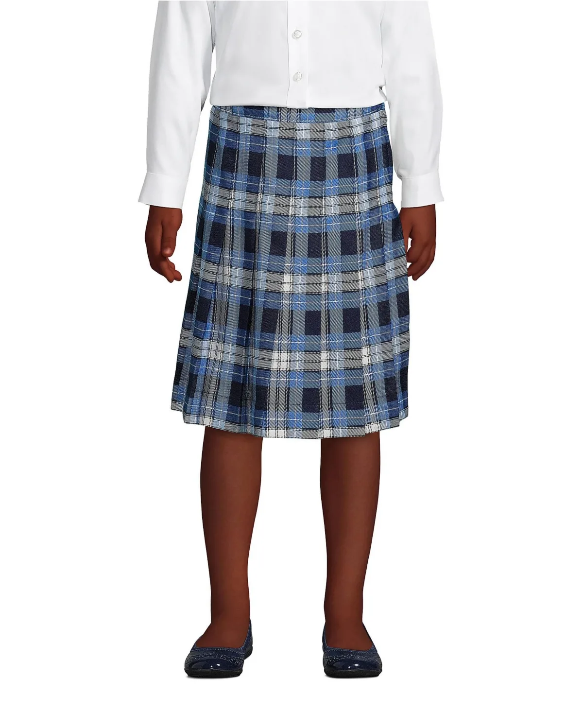 School Uniform Plaid Pleated Skirt Below the Knee by Lands' End