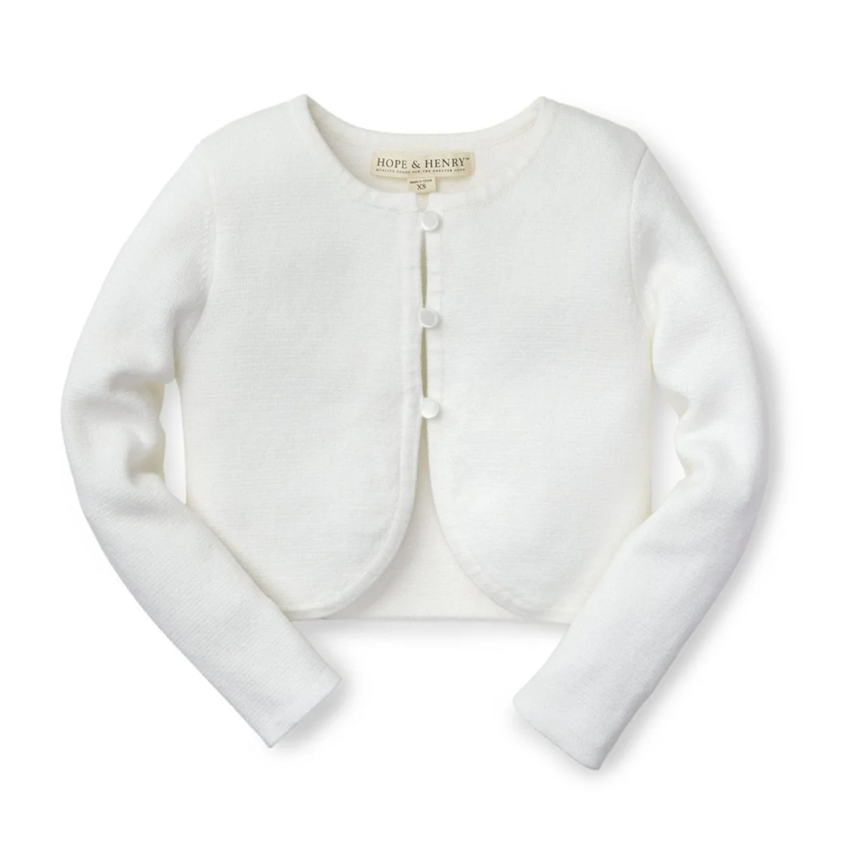 Cropped Curved Hem Cardigan by Hope & Henry