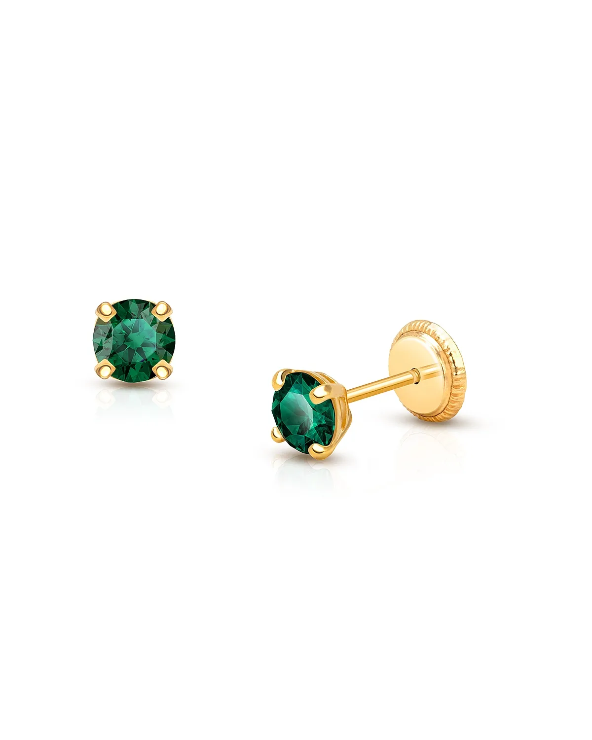 14K Gold 4mm Crystal Birthstone Studs Screw Back Earrings by Tiny Blessings