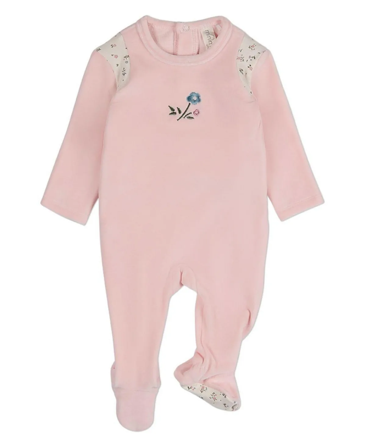 Fairy Flowers Embroidered Velour Footie by Memoi