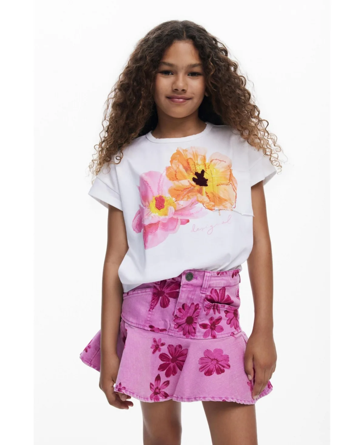 Short Denim Floral Skirt by Desigual