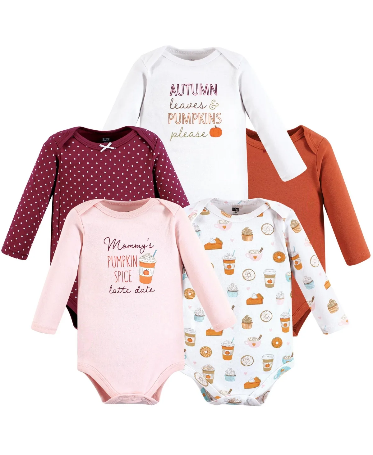 Cotton Long-Sleeve Bodysuits 5-Pack by Hudson Baby