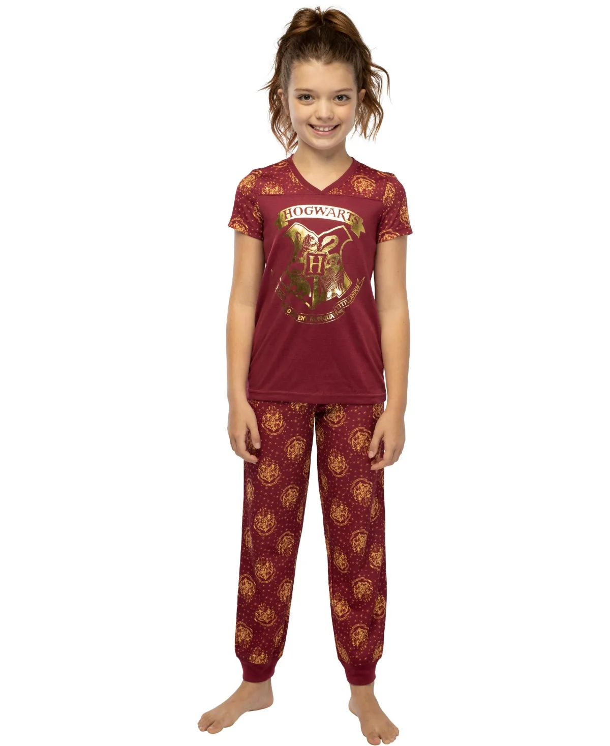Short Sleeve Hogwarts 2-Piece Athletic Jogger Pant Pajama Set by Harry Potter