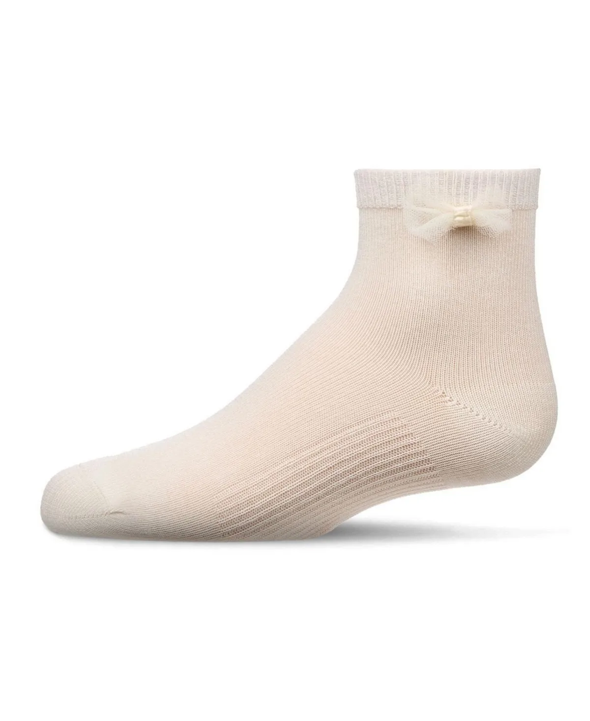 Bow-Trimmed Mercerized Cotton Rich Ankle Sock by Memoi