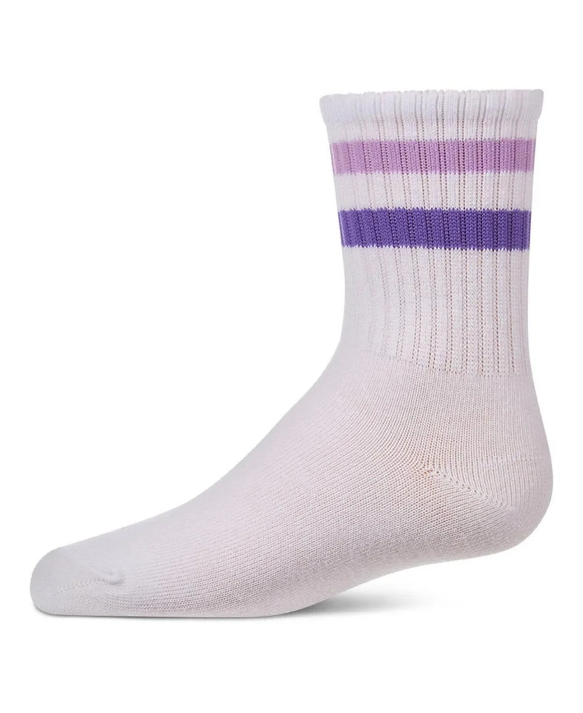 Ribbed Double-Stripe Cotton-Blend Varsity Crew Socks by Memoi