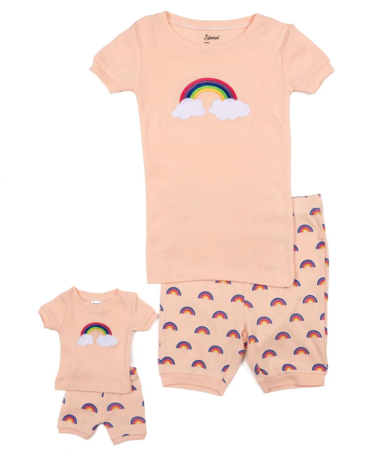 Matching Doll Snug-Fit Cotton Short Sleeve Pajamas by Leveret