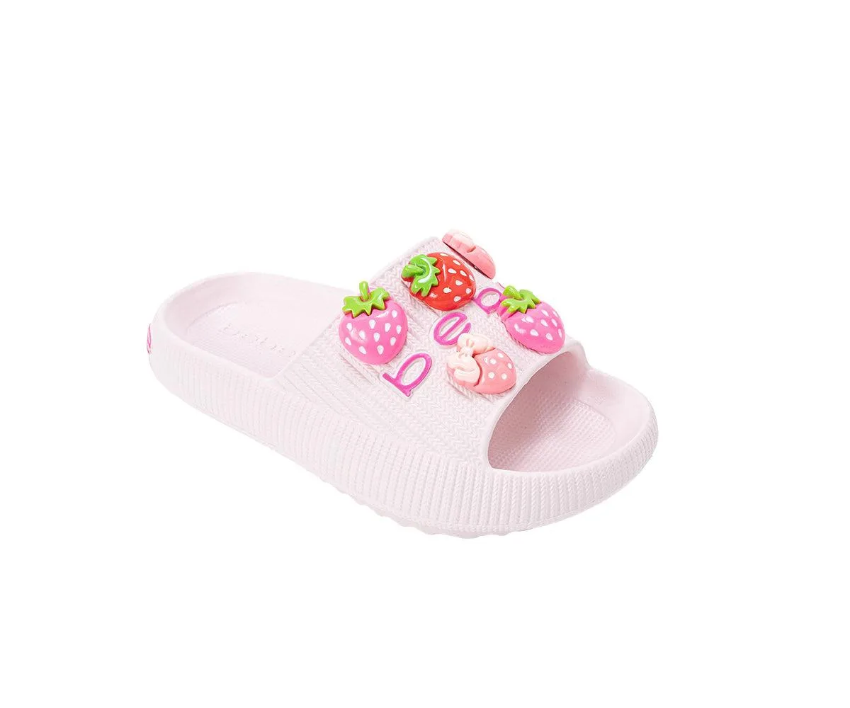 Eva Slide - Lightweight Comfy Slide Sandals with Strawberry Charms by Bebe