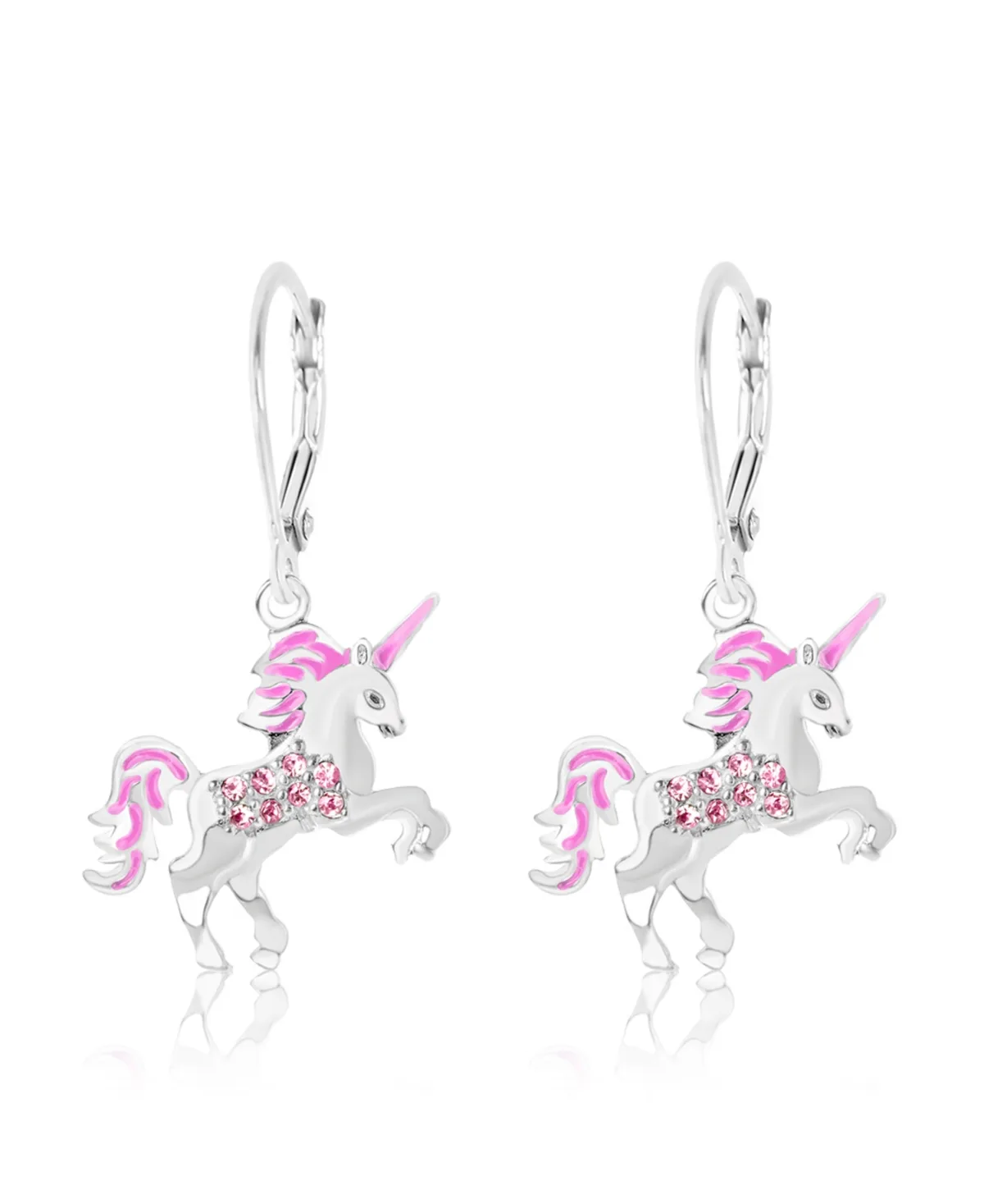 Unicorn Crystal White Gold Palladium Plating Leverback Earring by Chanteur