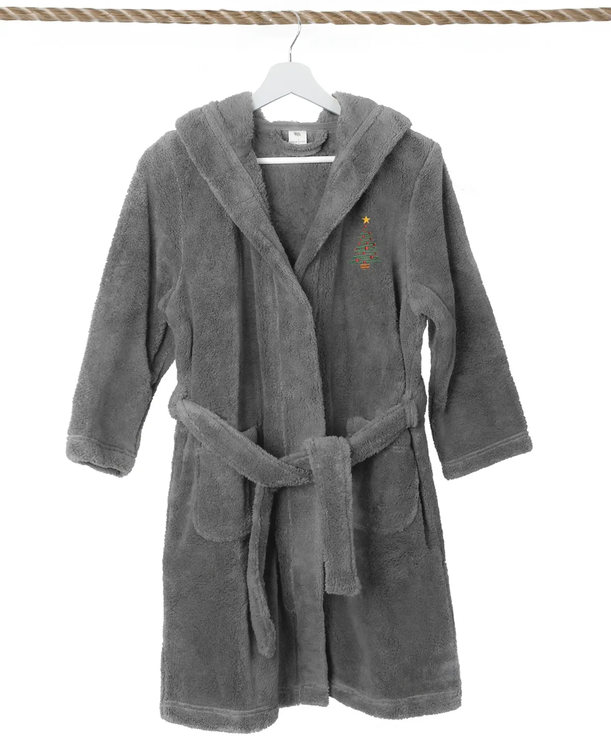 Christmas Tree Super Plush Double Brushed Hooded Bathrobe by Linum Home