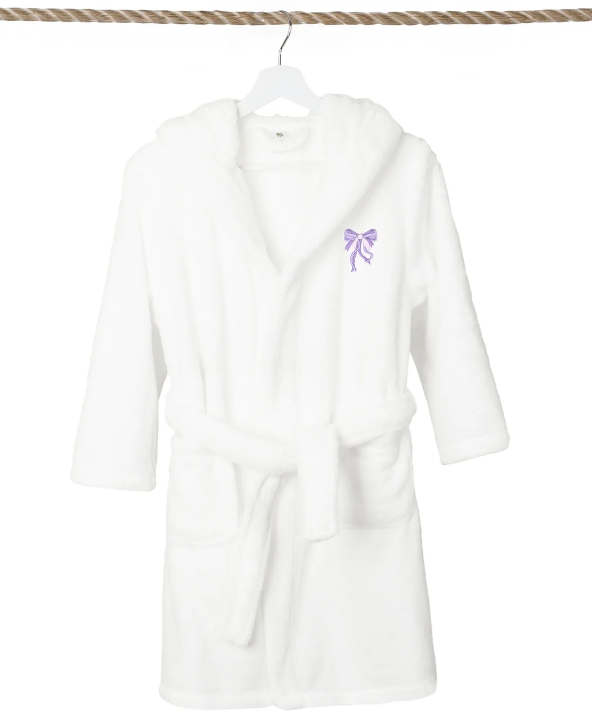 Bow Super Plush Double Brushed Hooded Bathrobe by Linum Home