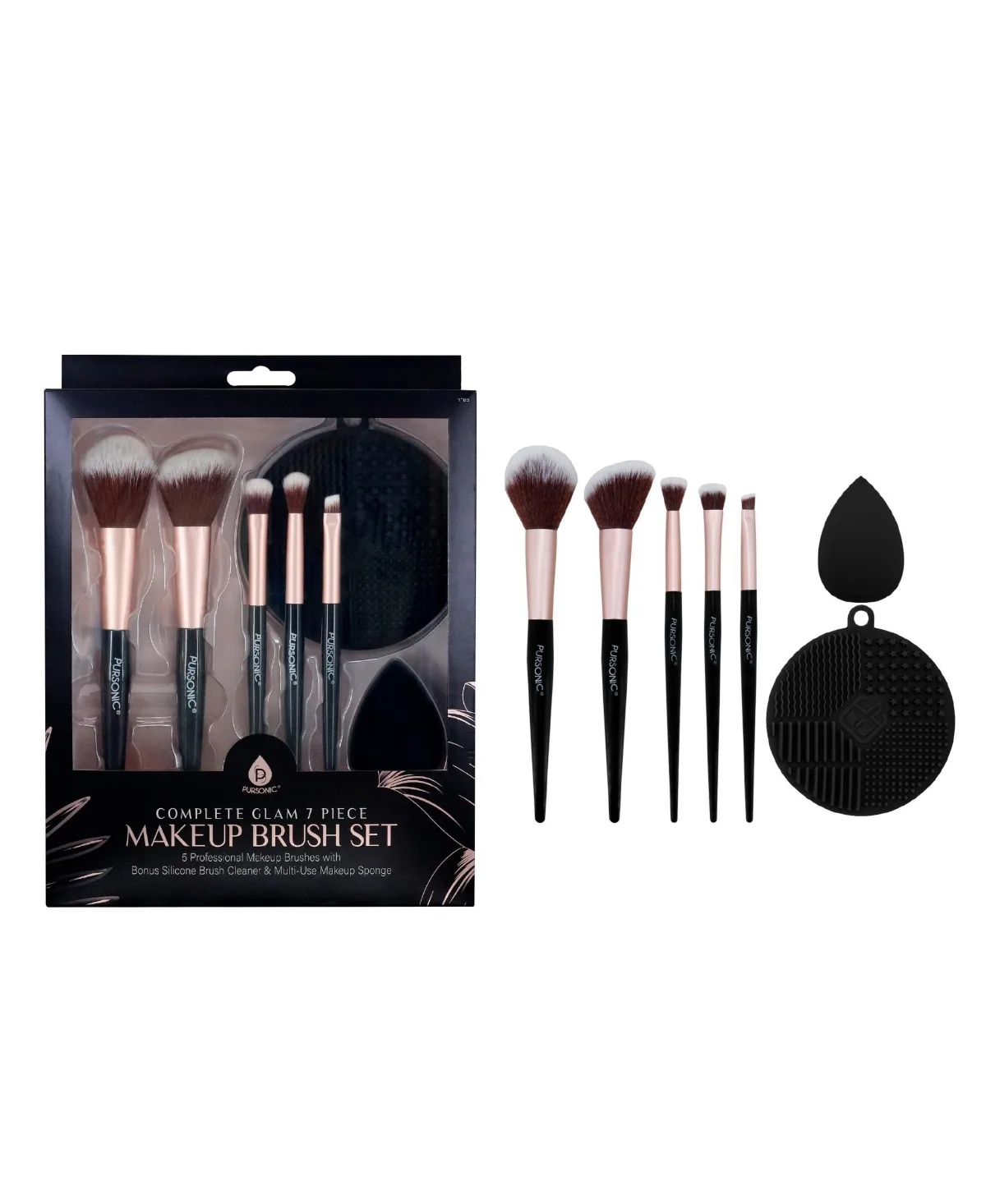 Complete Glam 7-Piece Makeup Brush Set by Pursonic