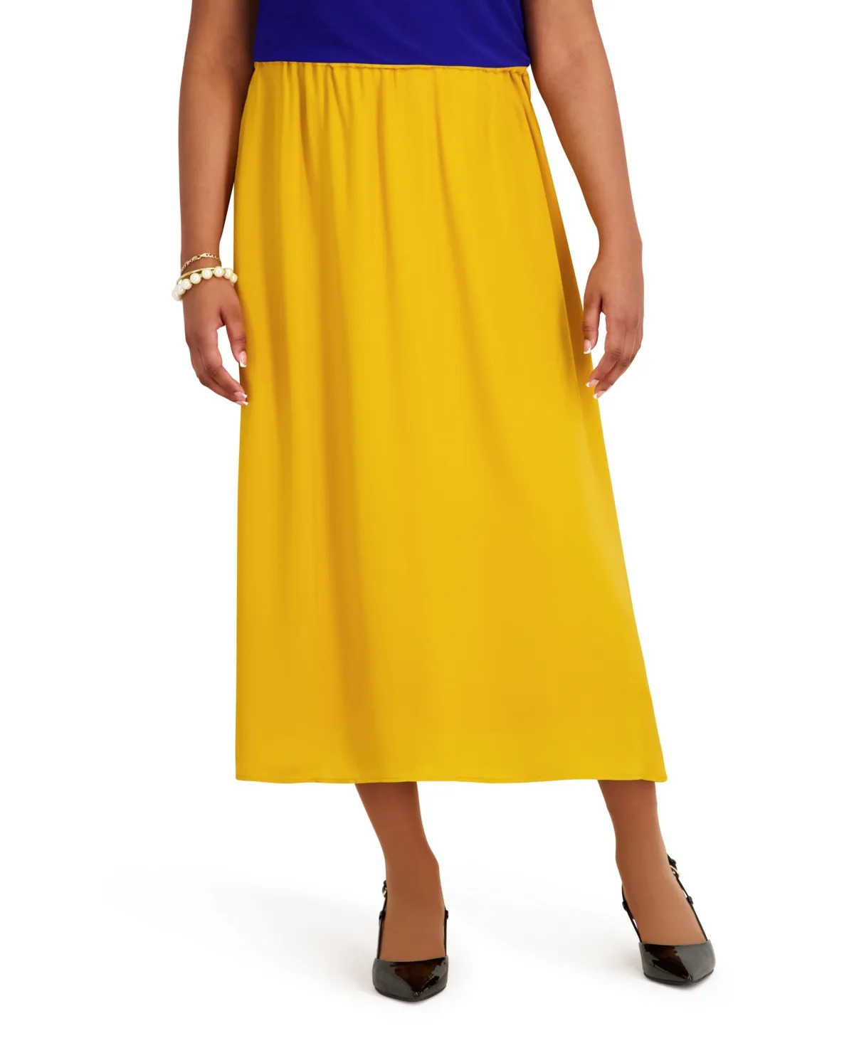 Pull-On Shirred A-Line Skirt by Kasper