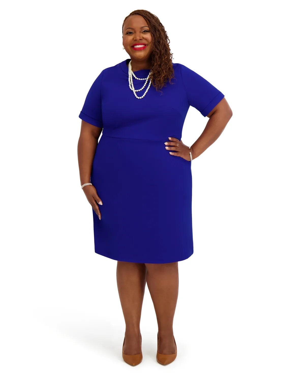 Short Sleeve Crewneck Dress by Kasper