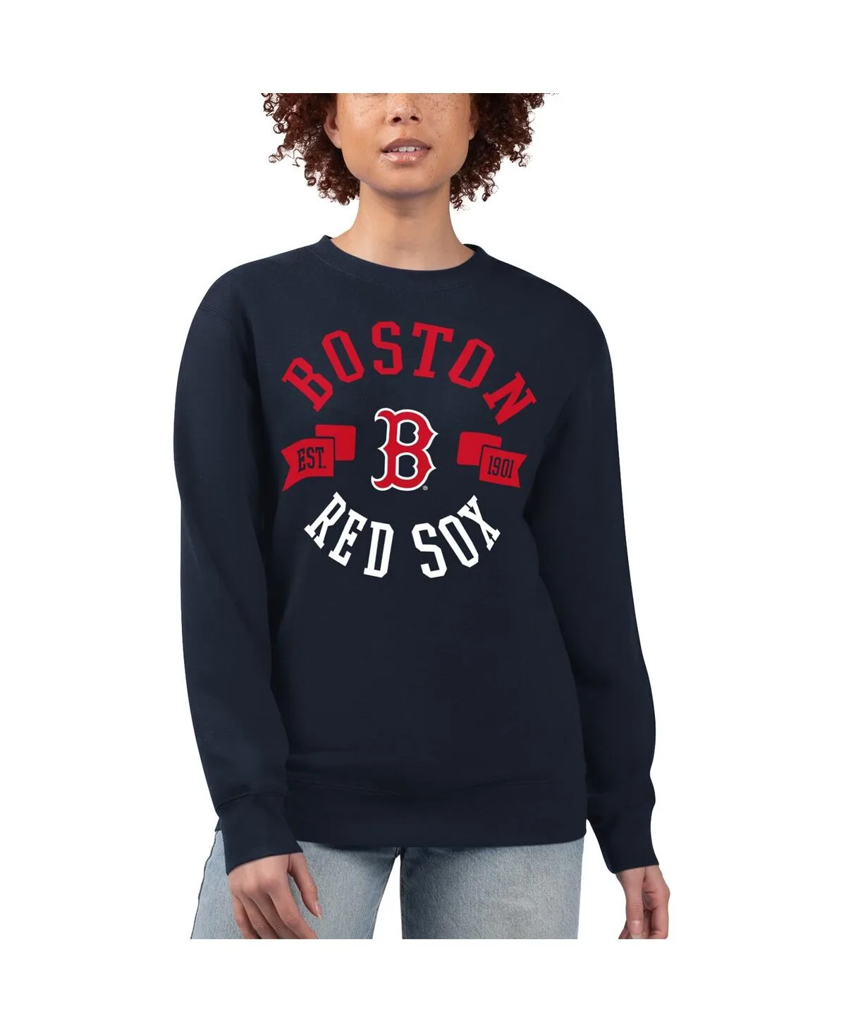 Boston Red Sox Team Logo Fleece Pullover Sweatshirt by G-iii 4her By Carl Banks