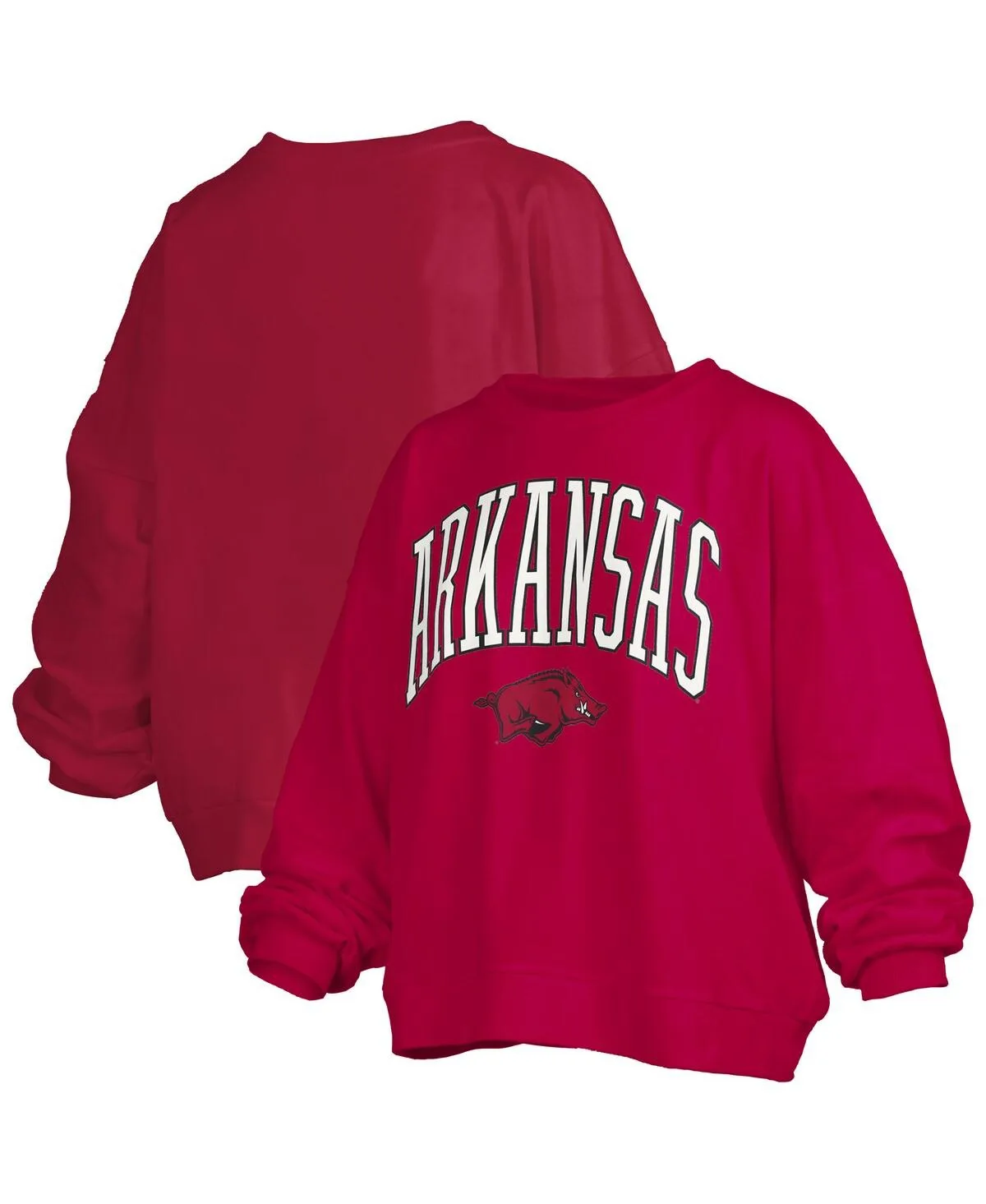 Arkansas Razorbacks Janise Arch Over Logo Waist Length Oversized Pullover Sweatshirt