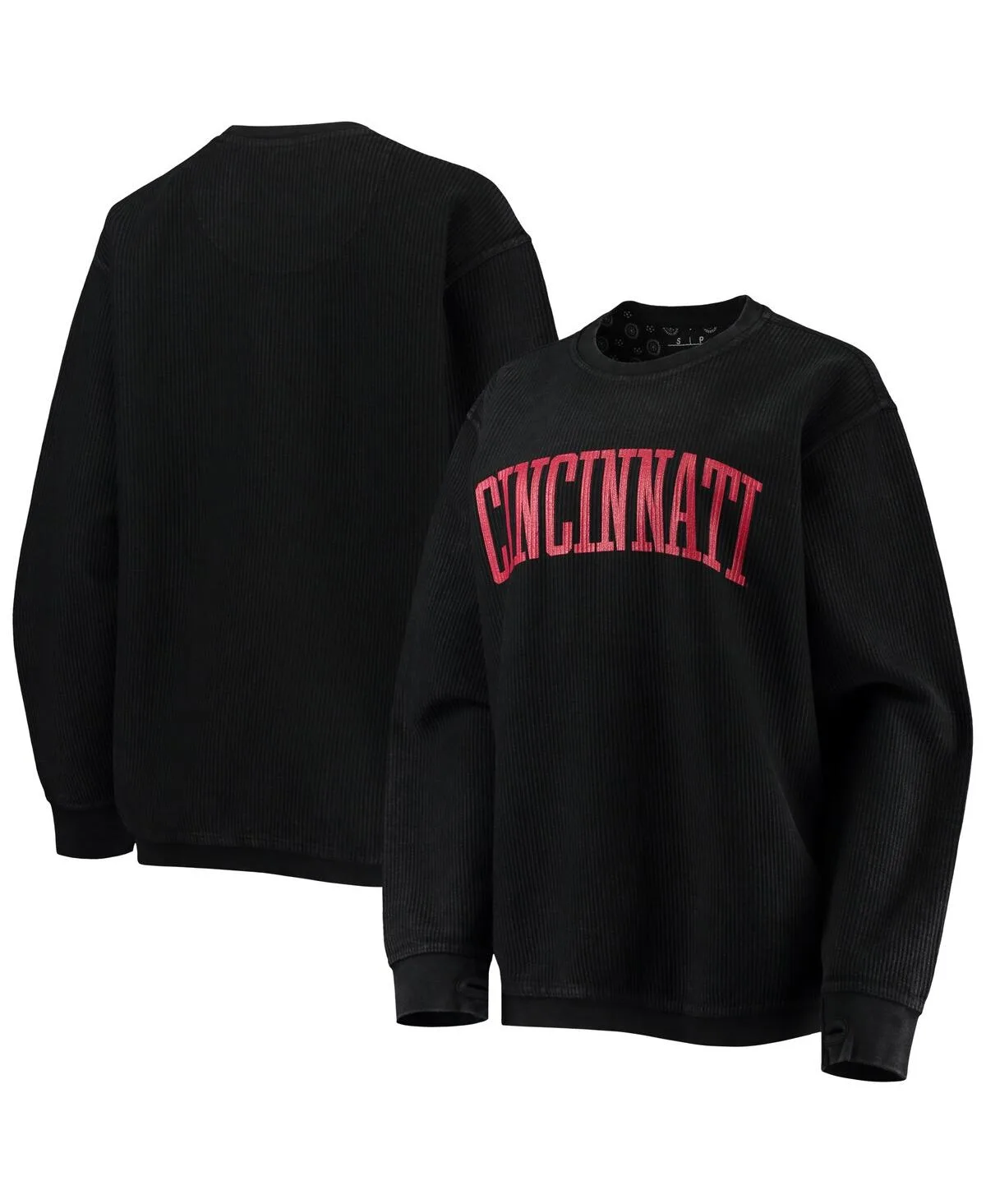 Cincinnati Bearcats Comfy Cord Vintage-Like Wash Basic Arch Pullover Sweatshirt by Pressbox