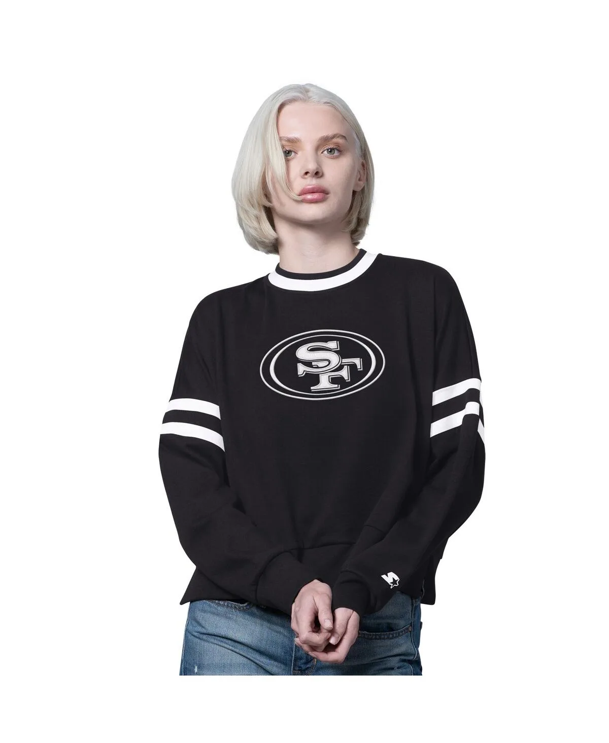 San Francisco 49ers Rally Drop Shoulder Cropped Sweatshirt by Starter