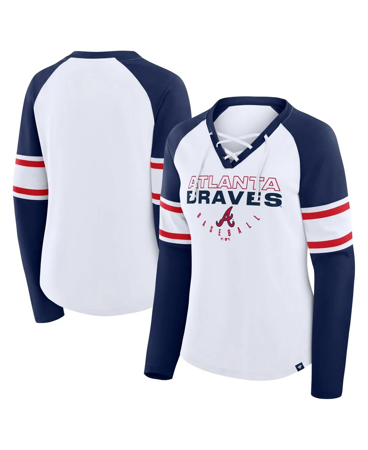 Atlanta Braves Blitz Package Raglan Lace-Up V-Neck Long Sleeve T-Shirt