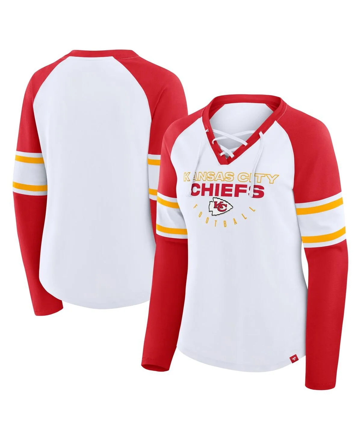 Kansas City Chiefs Redzone Blitz Package Raglan Lace-Up V-Neck Long Sleeve T-Shirt by Fanatics