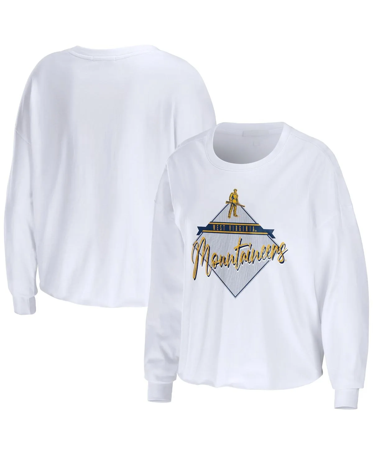 West Virginia Mountaineers Diamond Long Sleeve Cropped T-Shirt by Wear By Erin Andrews