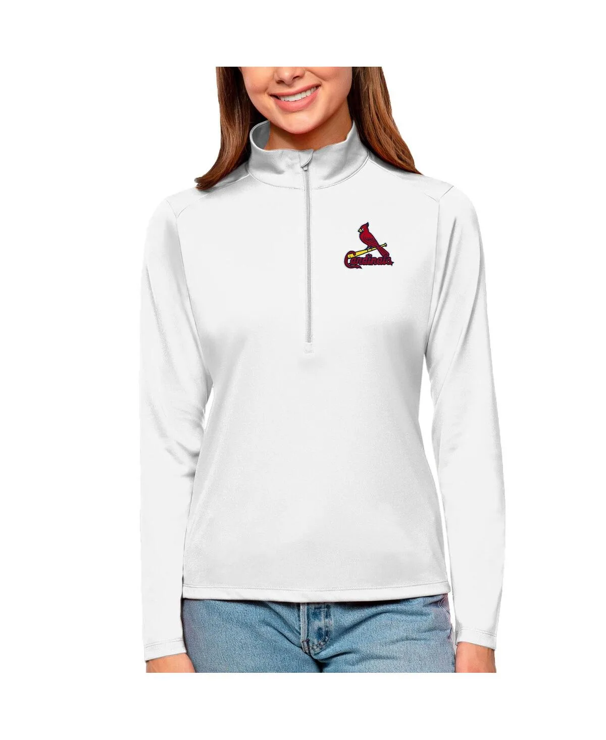 St. Louis Cardinals Tribute Quarter-Zip Pullover Top by Antigua