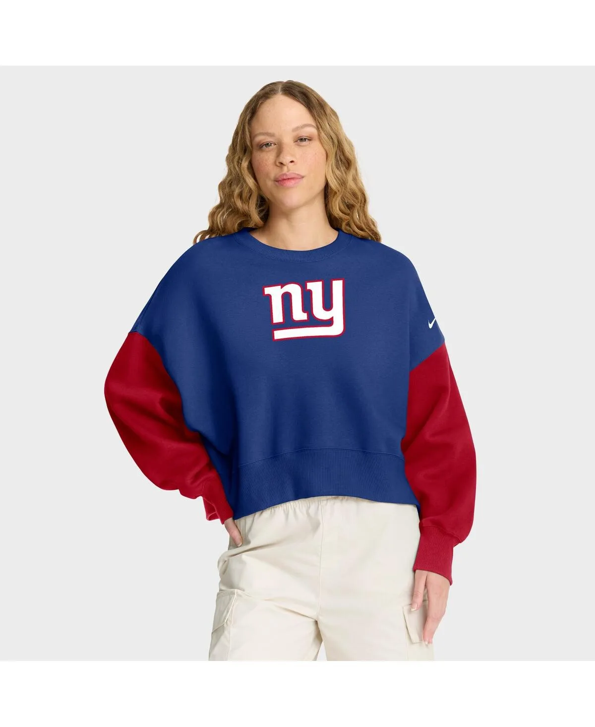 New York Giants Oversized Color-Block Pullover Sweatshirt by Nike