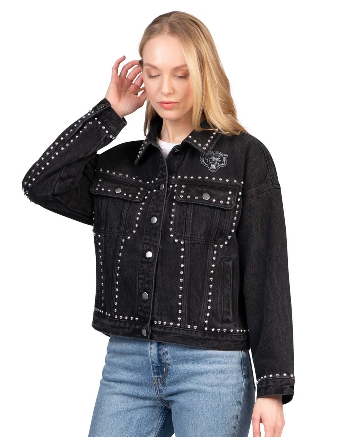 Chicago Bears Pit Stop Crew Ii Full-Button Denim Jacket by G-iii 4her By Carl Banks