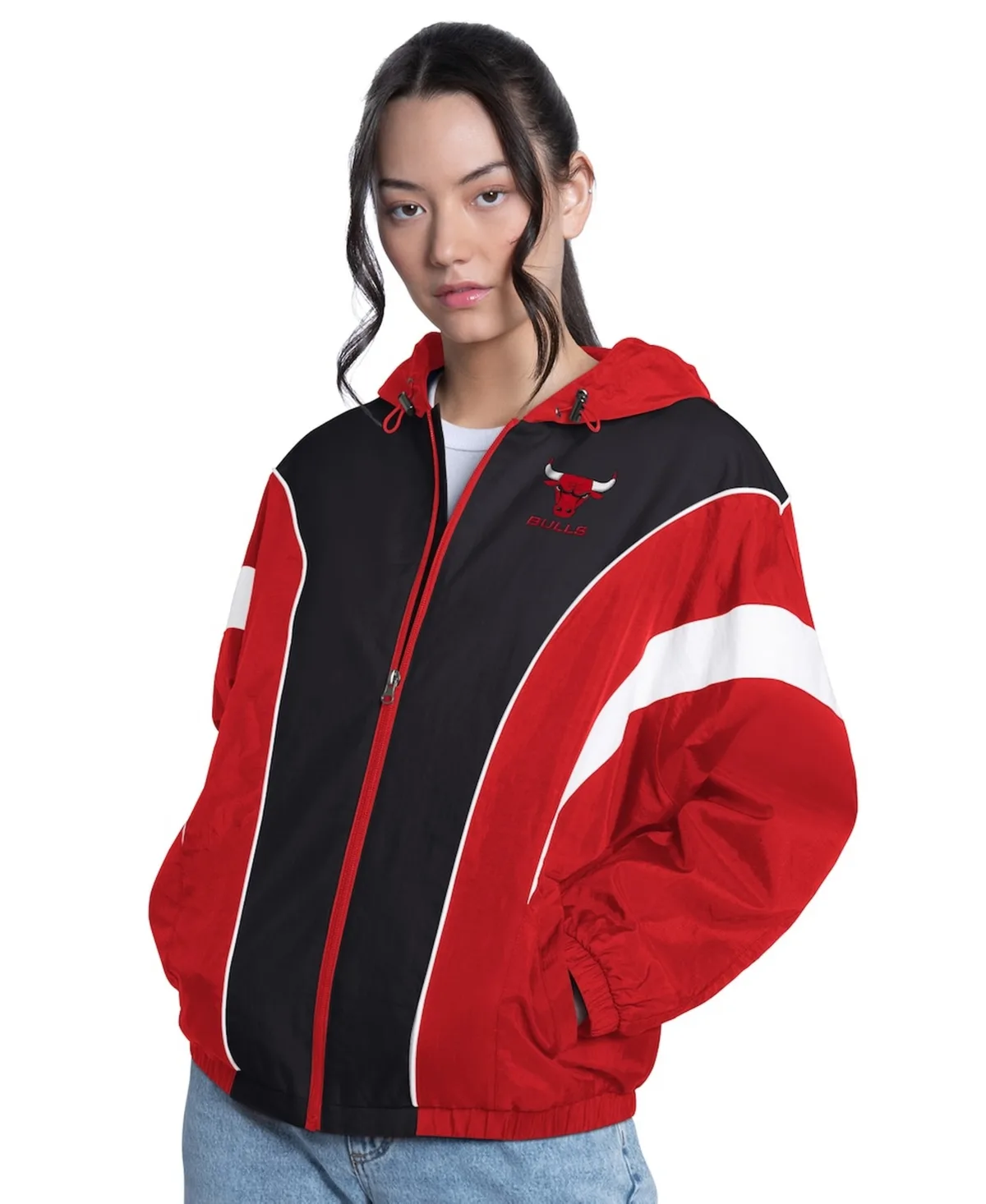 Chicago Bulls Quarterback Lightweight Oversized Full-Zip Jacket by G-iii 4her By Carl Banks