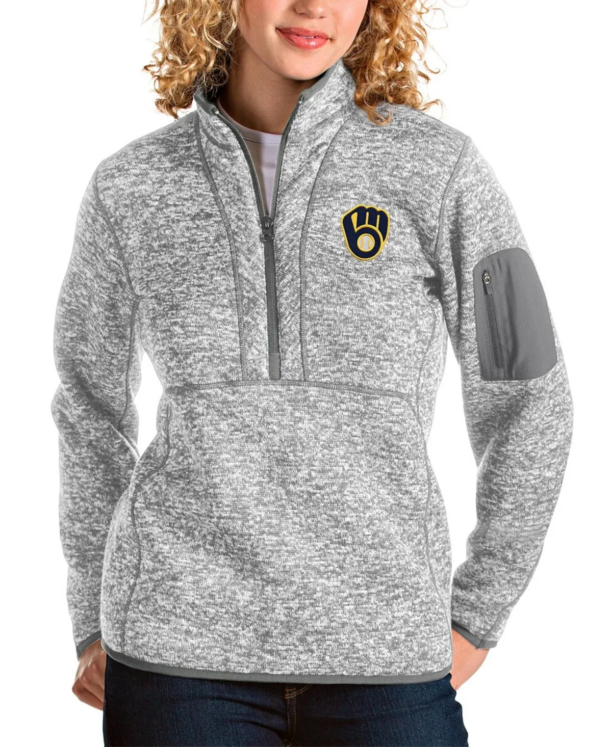 Milwaukee Brewers Fortune Half-Zip Pullover Jacket by Antigua