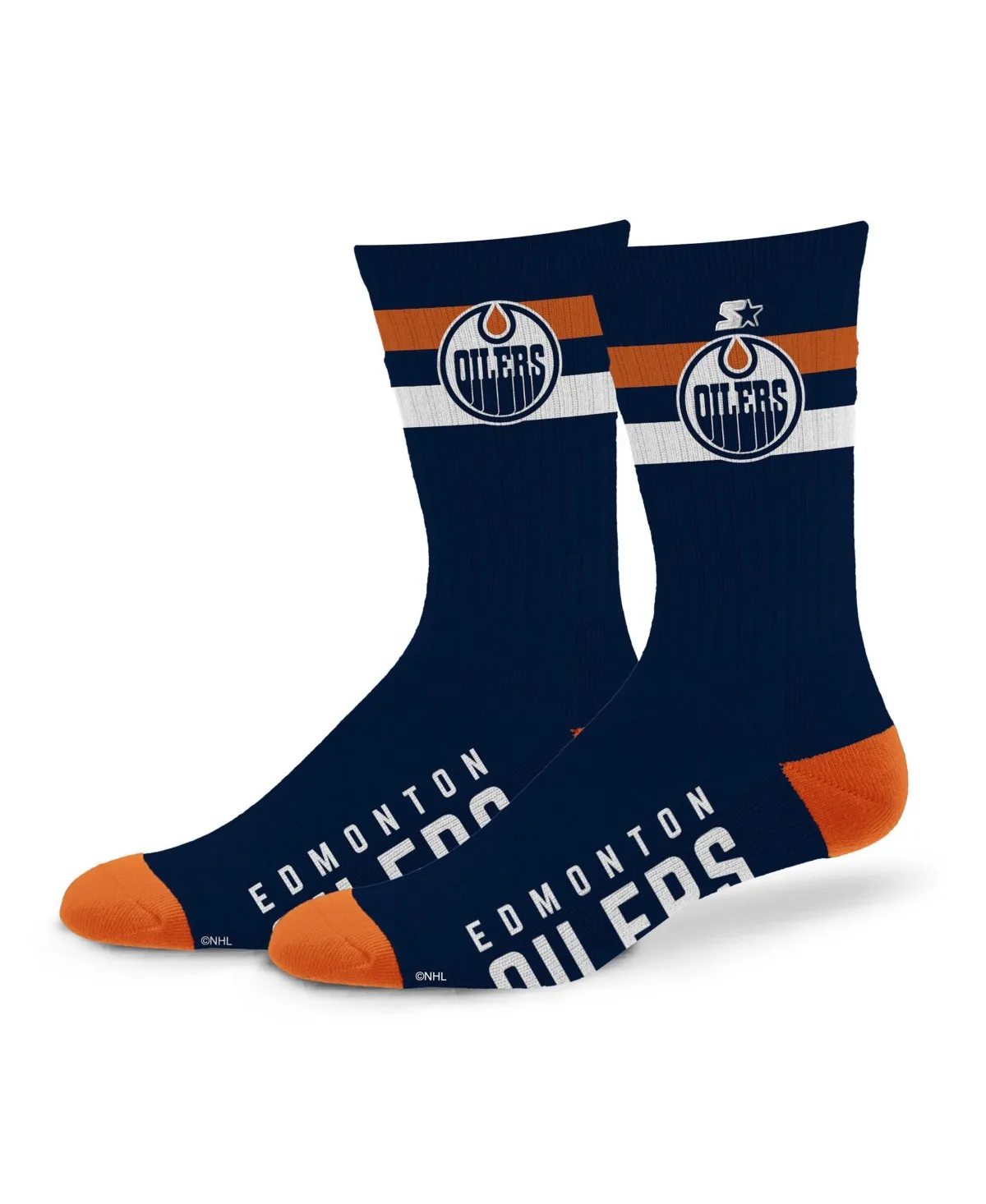 Edmonton Oilers Team Color Two-Stripe Crew Socks by Starter