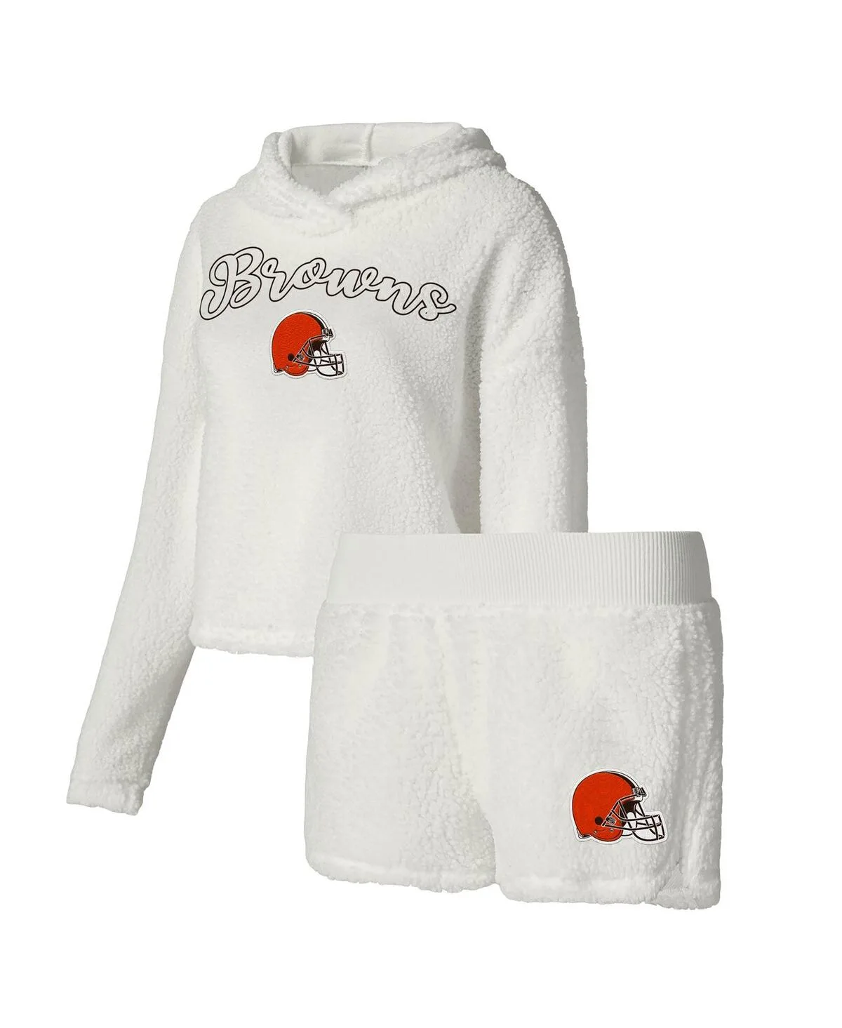 Cleveland Browns Fluffy Pullover Sweatshirt and Shorts Sleep Set by Concepts Sport