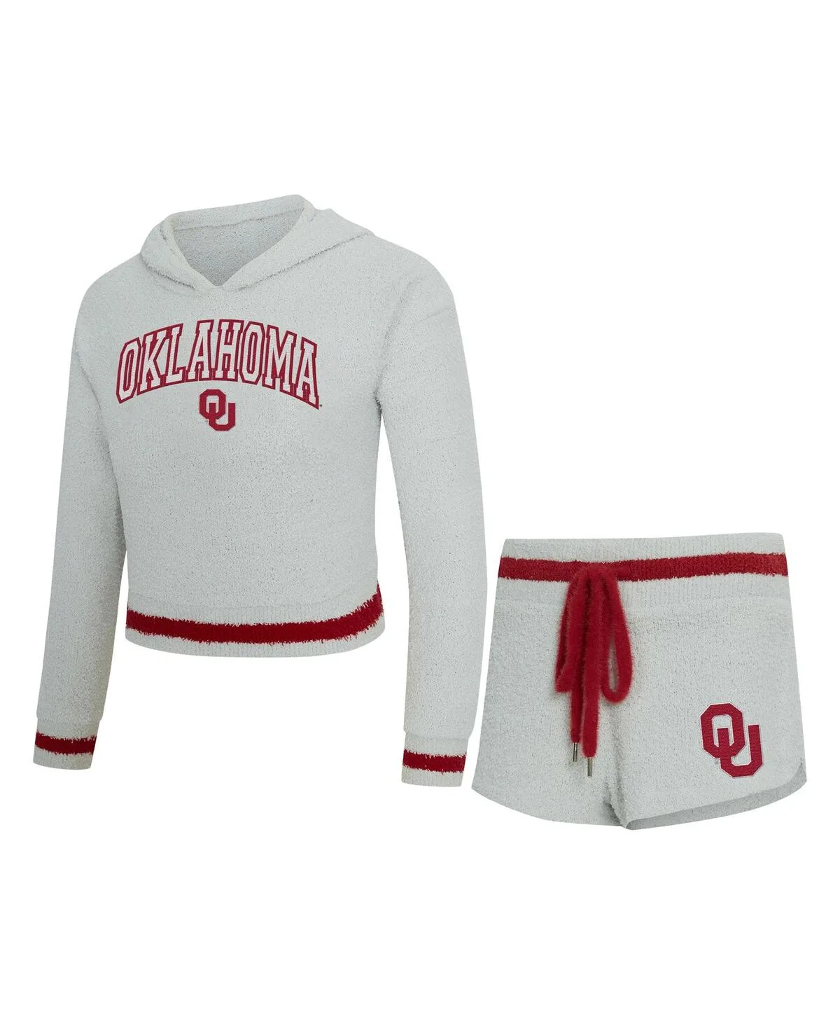 2-Piece Oklahoma Sooners Whitley Long Sleeve Hoodie Top and Shorts Set by Concepts Sport