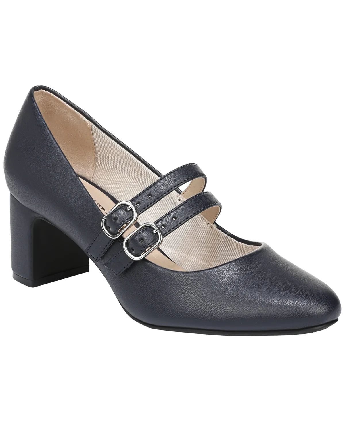 True Almond Toe Block Heel Mary Jane Pumps