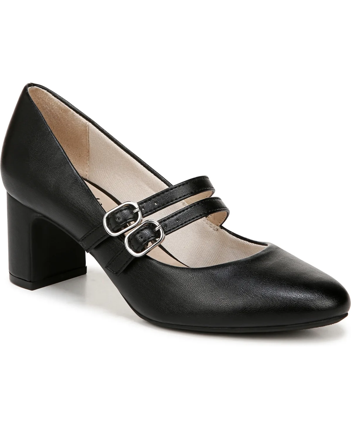 True Almond Toe Block Heel Mary Jane Pumps