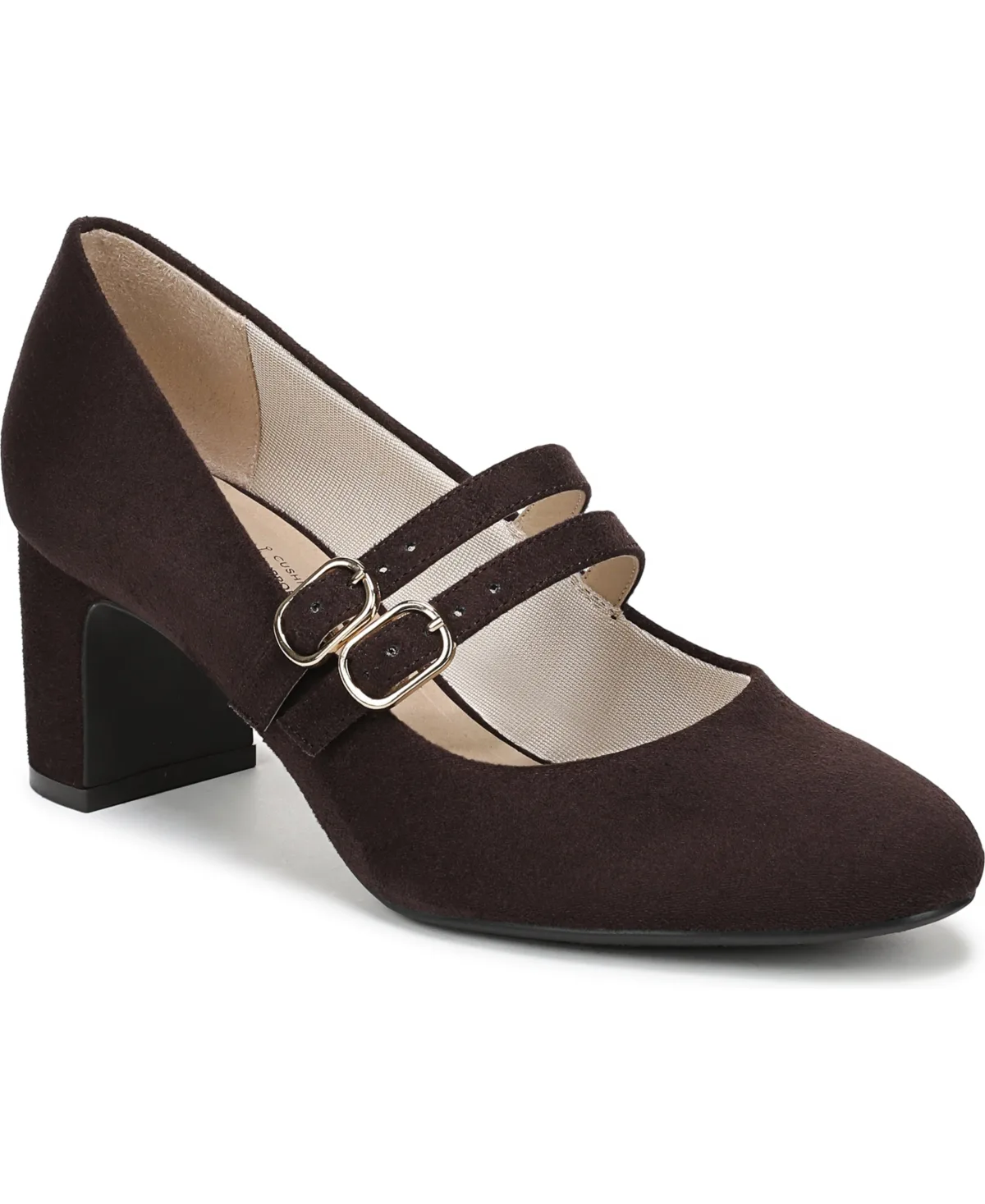 True Almond Toe Block Heel Mary Jane Pumps