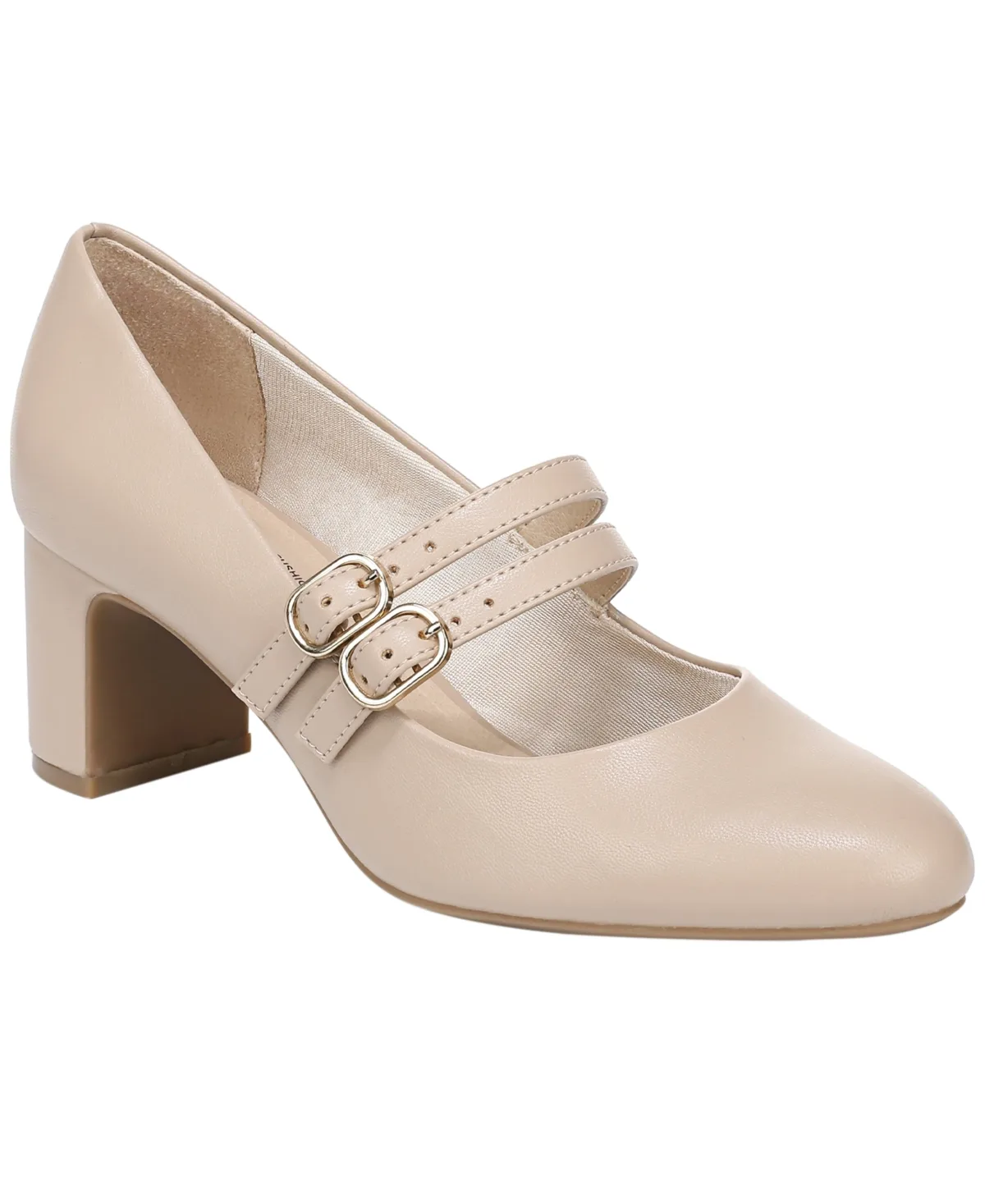 True Almond Toe Block Heel Mary Jane Pumps