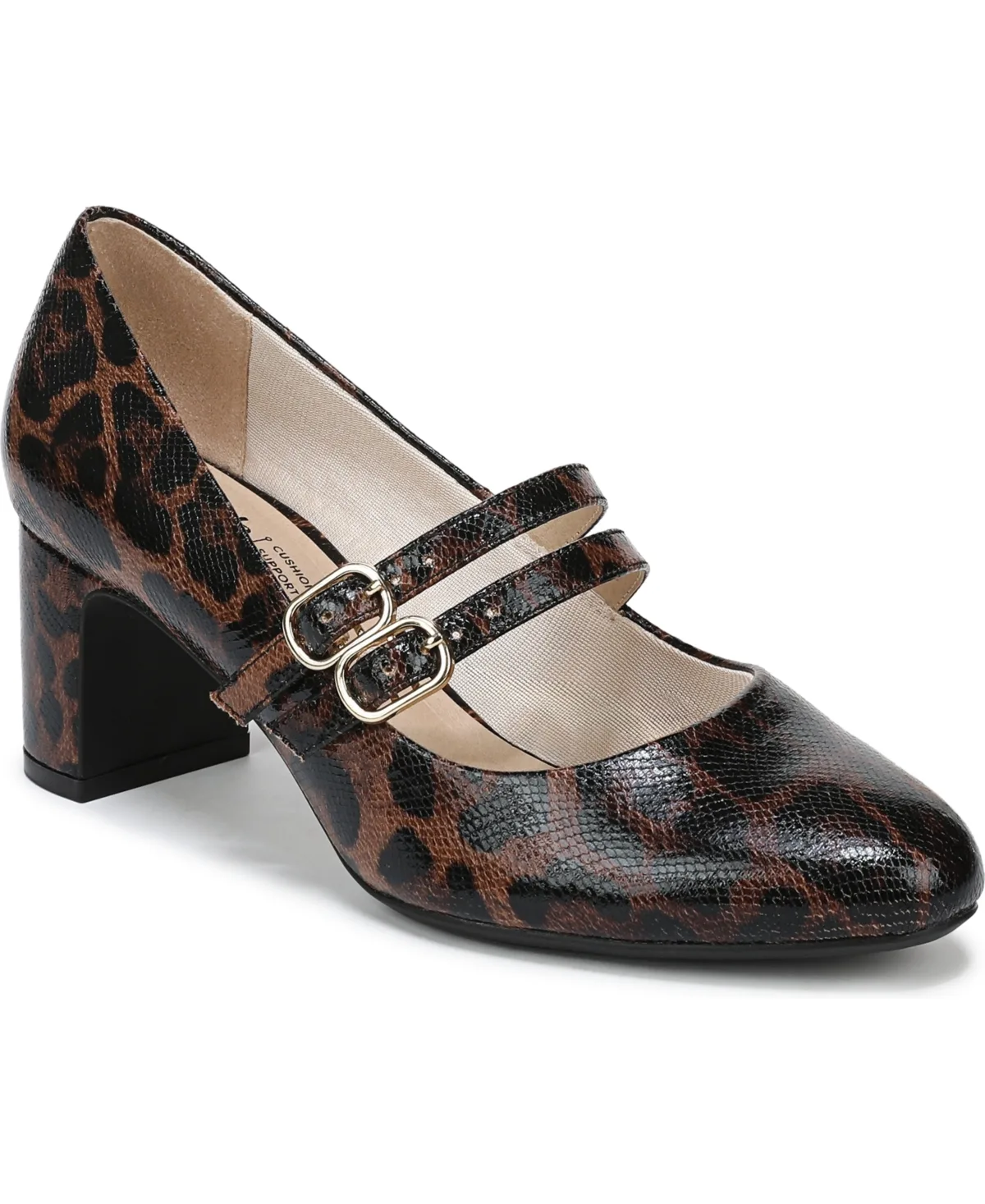 True Almond Toe Block Heel Mary Jane Pumps