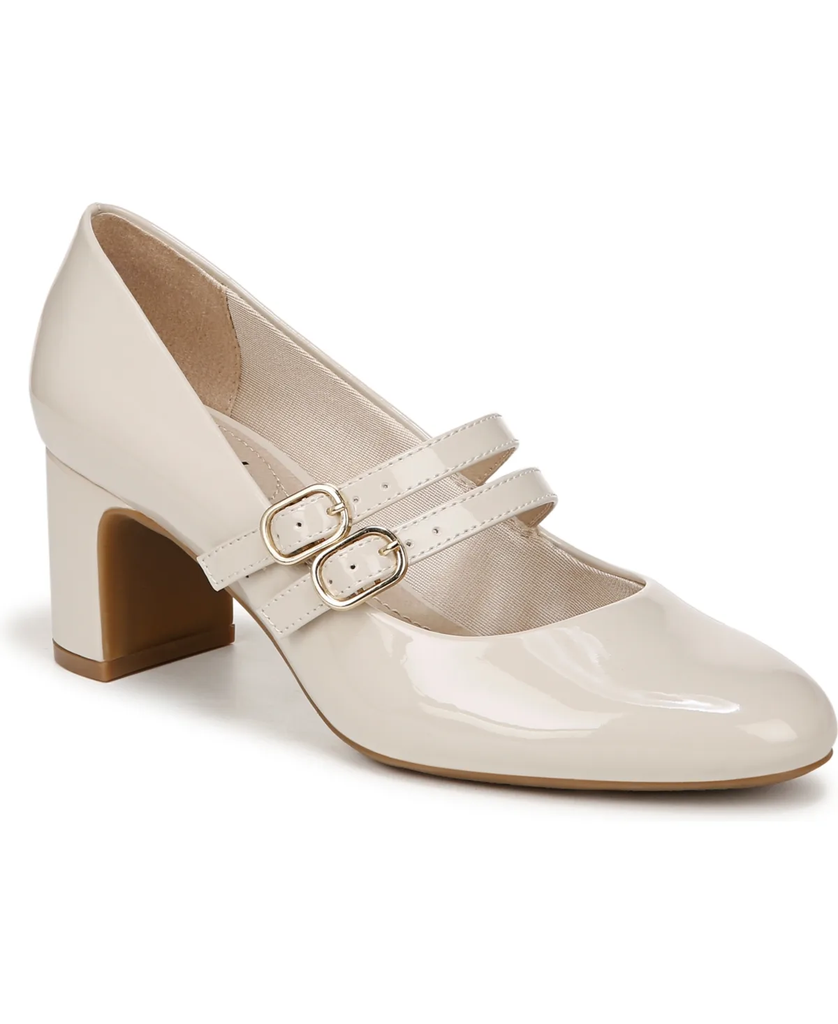 True Almond Toe Block Heel Mary Jane Pumps
