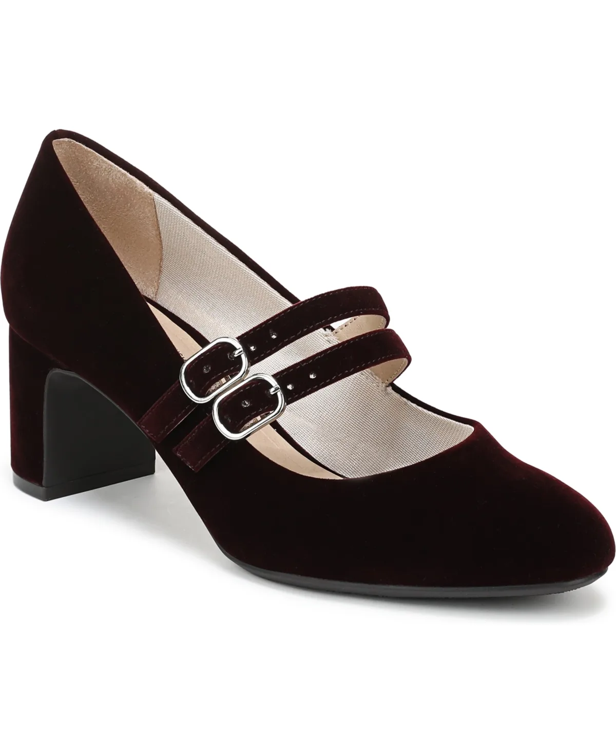True Almond Toe Block Heel Mary Jane Pumps