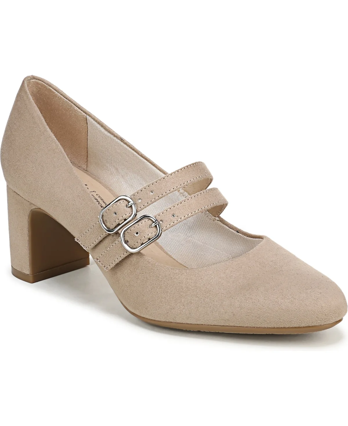 True Almond Toe Block Heel Mary Jane Pumps