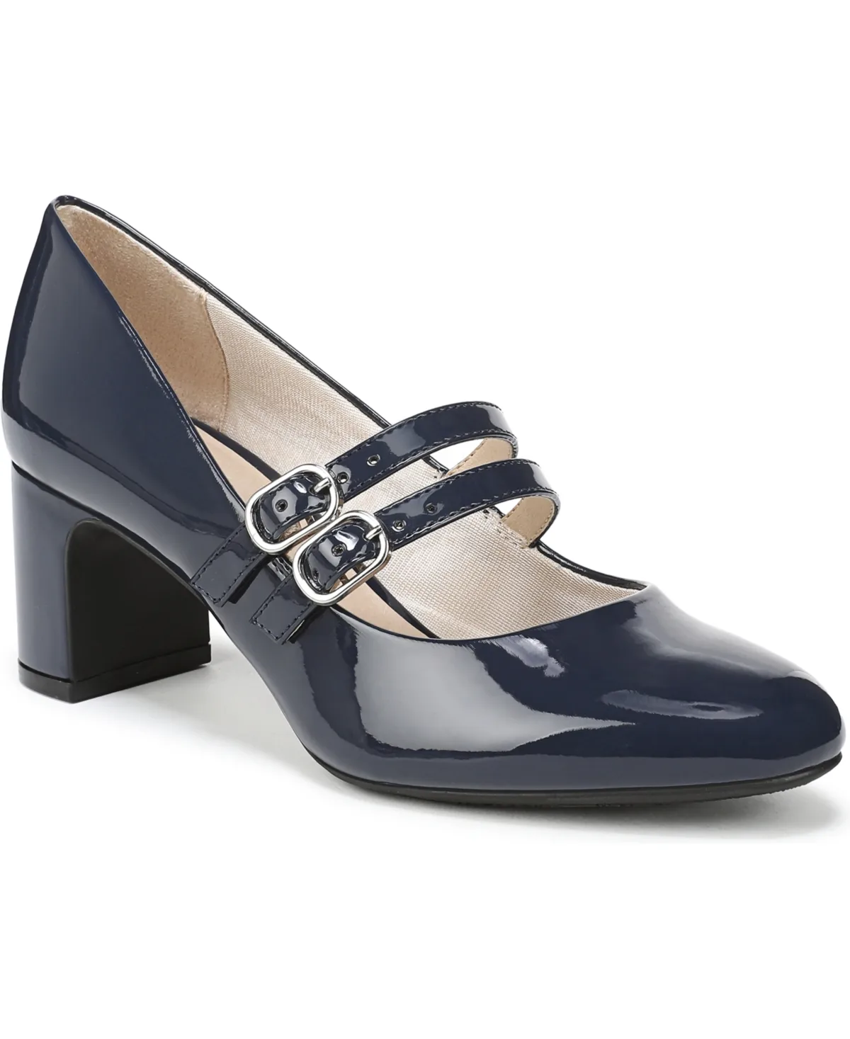 True Almond Toe Block Heel Mary Jane Pumps