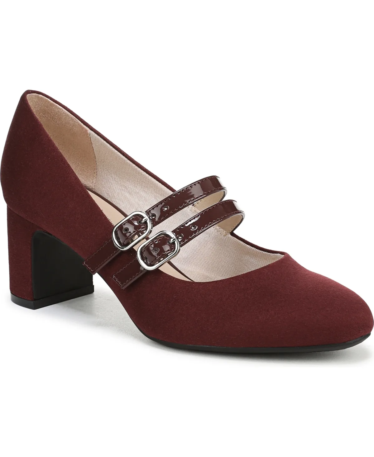 True Almond Toe Block Heel Mary Jane Pumps