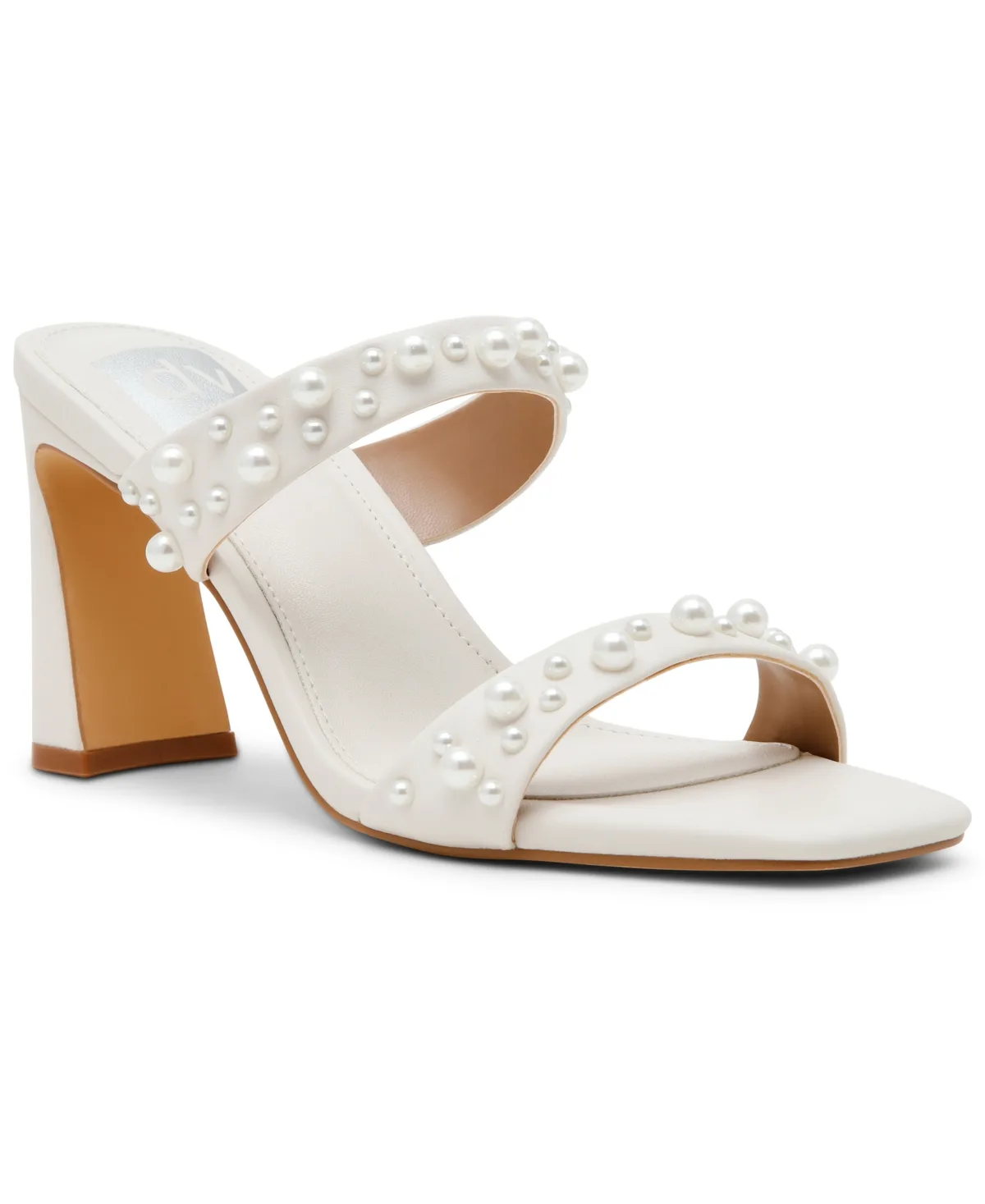 Veniss Imitation Pearl Two-Band Slide High Heel Slip-On Dress Sandals by Dv Dolce Vita