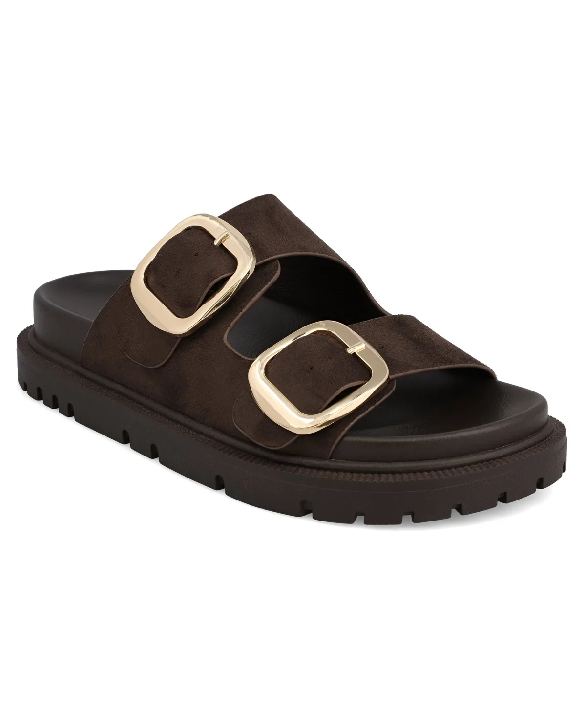 Gen Double Buckle Flat Slide Sandals by Mia