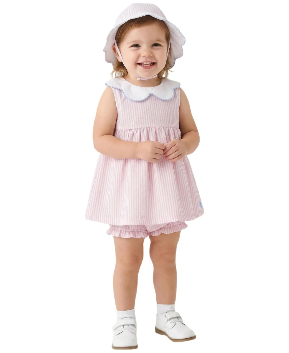 Striped Dress, Bloomers and Hat, 3-Piece Set by Sperry