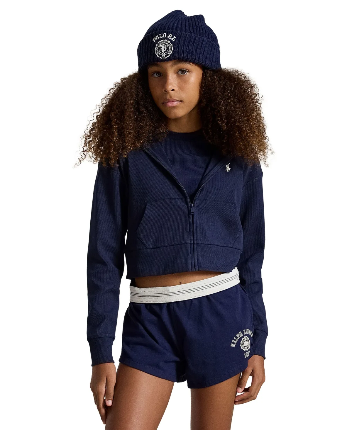 Ribbed Boxy Full-Zip Hoodie by Polo Ralph Lauren